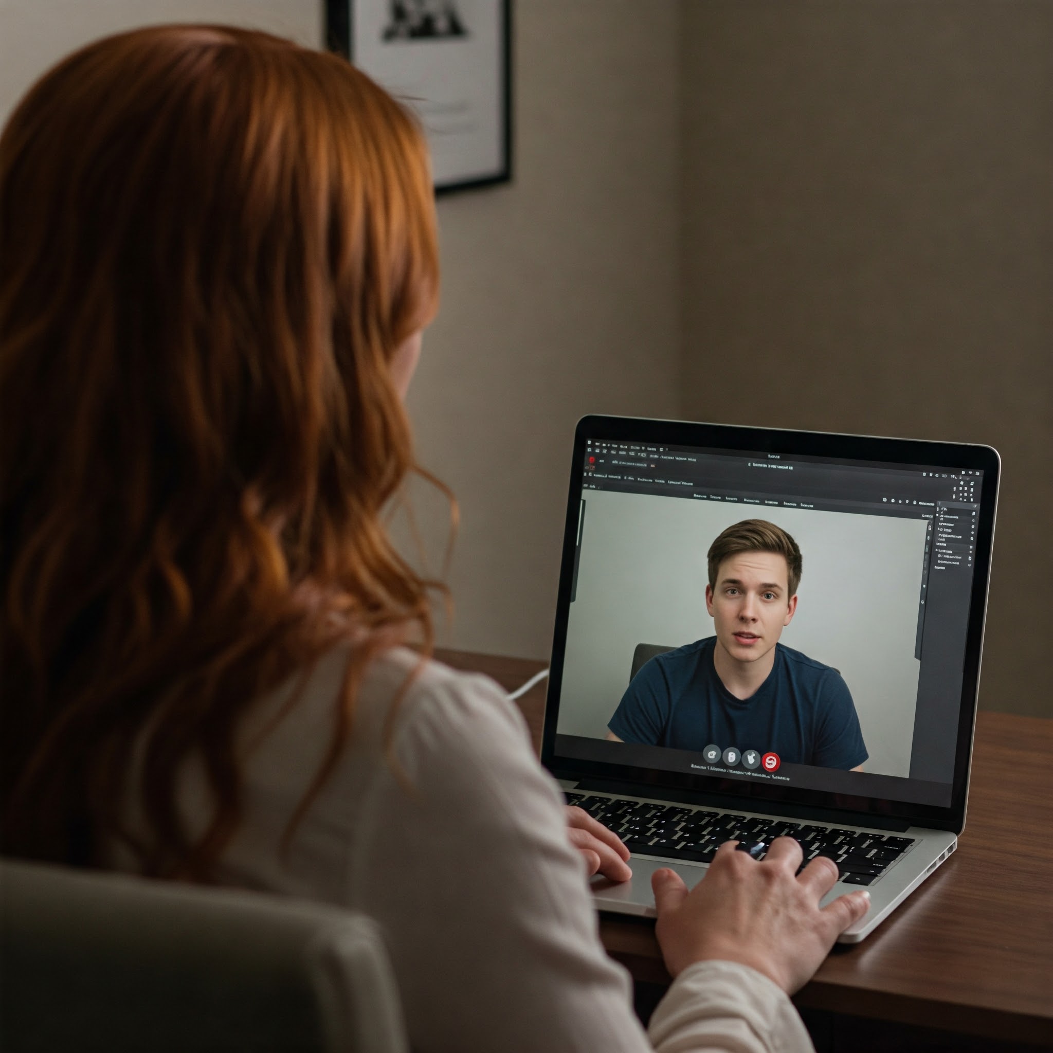 Man participating in one-to-one online therapy session